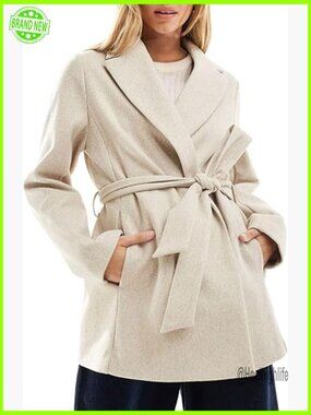 Belted Wool Trench Coat Notched Lapel Pea Coat Winter Jacket